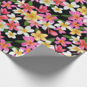 Tropische Blüte in Schwarz Geschenkpapier (Ecke)