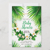 Tropische Blüte mit Palm Blätter Kinderdusche Einladung (Vorderseite)