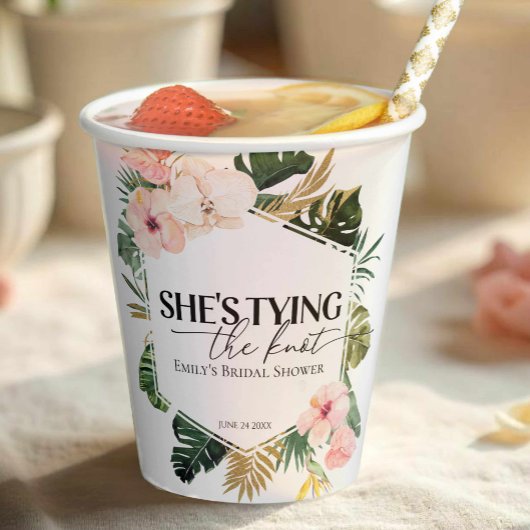 Tropische Blüte Sie bindet das Brautparty des Knot Pappbecher