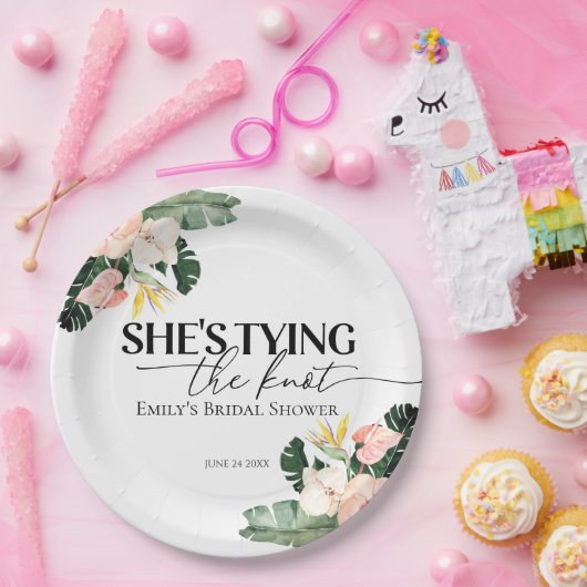 Tropische Blüte Sie bindet das Brautparty des Knot Pappteller (Party)