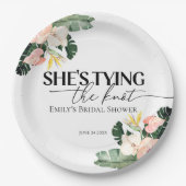 Tropische Blüte Sie bindet das Brautparty des Knot Pappteller (Vorderseite)