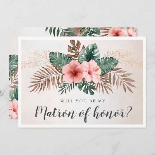Tropische Blüte wird meine Matron-Ehrenkarte sein (Vorne/Hinten)
