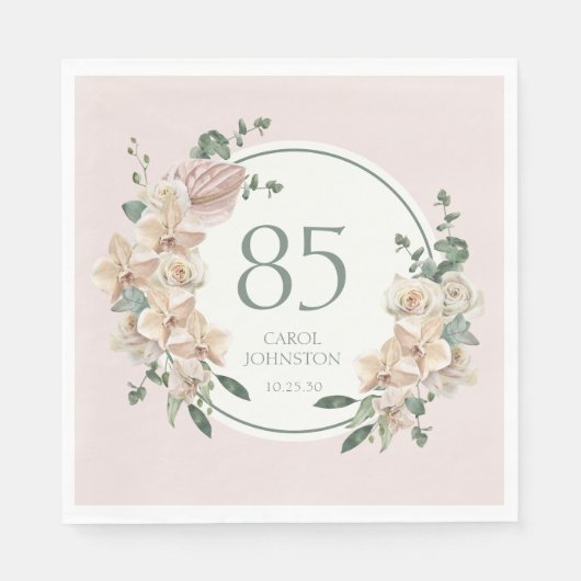 Tropische Blüte zum 85. Geburtstag Serviette (Vorderseite)