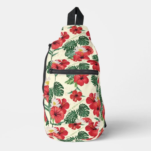 Tropische Blüten des weißen Lotus Crossbody Bag (Vorderseite)