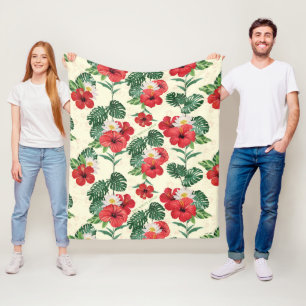 Tropische Blüten des weißen Lotus Fleecedecke