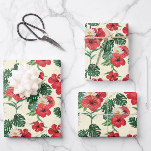 Tropische Blüten des weißen Lotus Geschenkpapier Set
