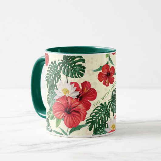 Tropische Blüten des weißen Lotus Tasse (Vorderseite Links)