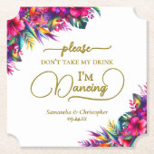 Tropische Blütenhochzeit nicht Untersetzer (Vorderseite)