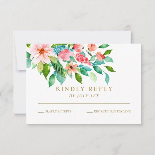 Tropische Blütenhochzeit RSVP Card (Vorderseite)