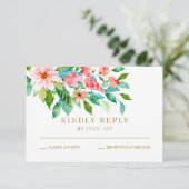Tropische Blütenhochzeit RSVP Card (Stehend Vorderseite)