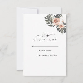 Tropische Blütenkarte und Bohemische Hochzeitskart RSVP Karte