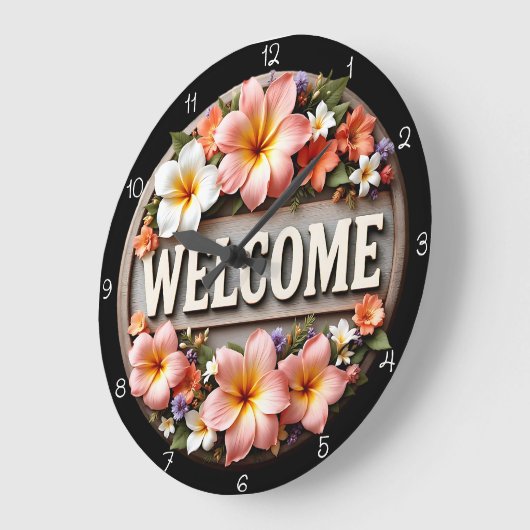Tropische Blütezeit Große Wanduhr (Winkel)