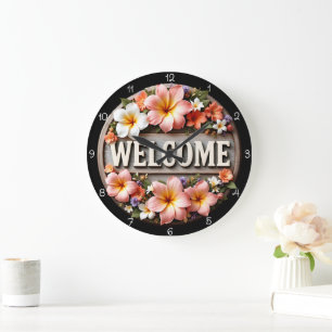 Tropische Blütezeit Große Wanduhr