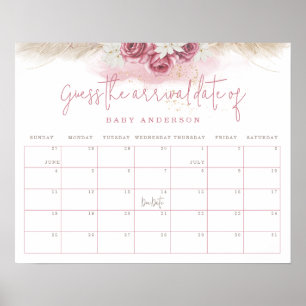 Tropische Boho-Baby-Shower: Errate das Ankunftsdat Poster