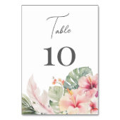 Tropische Botanicals-Hibiskus-Hochzeit Tischnummer (Vorderseite)