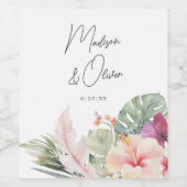 Tropische Botanicals-Hochzeit Weinetikett (Einzelnes Label)