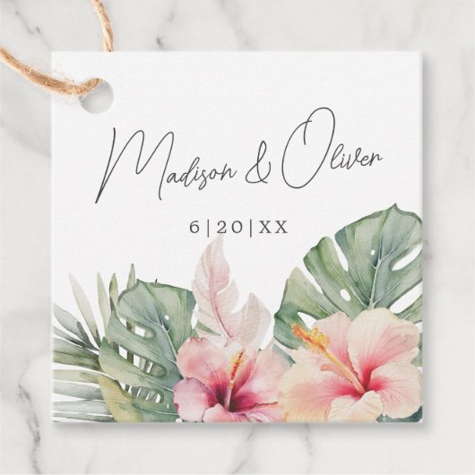 Tropische Botanicals-Hochzeitsgeschenk + Geschenkanhänger (Vorderseite)