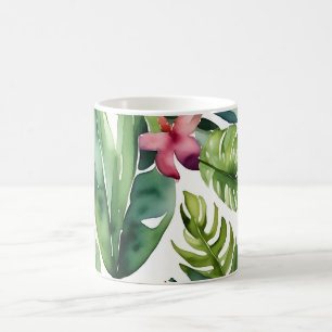 Tropische Botanicals Lebendes Aquarellblatt Kaffeetasse