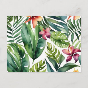 Tropische Botanicals Lebendes Aquarellblatt Postkarte