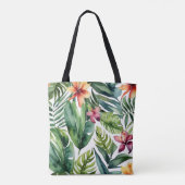 Tropische Botanicals Lebendes Aquarellblatt Tasche (Rückseite)