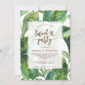 tropische botanische Blätter 16 Party laden ein Einladung (Vorderseite)