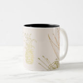 Tropische botanische Blätter aus Flora und Fauna Zweifarbige Tasse (VorderseiteRechts)