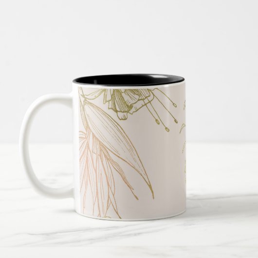 Tropische botanische Blätter aus Flora und Fauna Zweifarbige Tasse (Links)