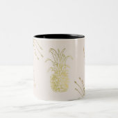 Tropische botanische Blätter aus Flora und Fauna Zweifarbige Tasse (Mittel)