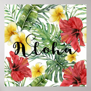 Tropische botanische Blätter Florale Aloha-Luau-Pa Poster