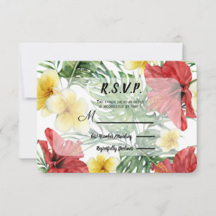 Tropische botanische Blätter Florale Hochzeit RSVP Karte