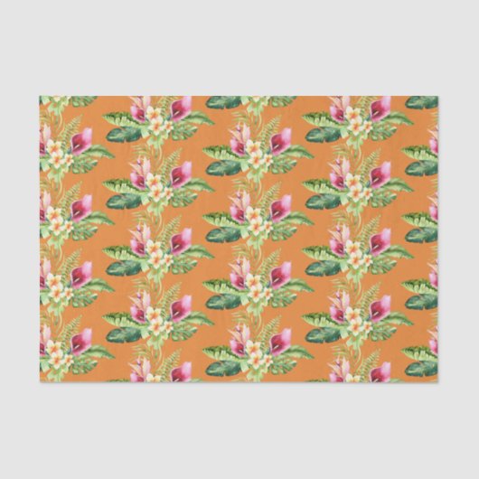 Tropische botanische Blätter Hibiskus beliebiger F Seidenpapier (Vorderseite)