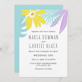 Tropische botanische Blätter Hochzeitsfeier Einlad Einladung