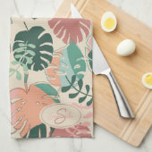 Tropische Botanische Blätter Monogram Küchenhandtü Geschirrtuch (Viertel Falte)