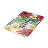 Tropische botanische Blätter und Blume Floral Aloh Badematte (Schrägansicht)