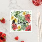 Tropische botanische Blätter und Blume Floral Aloh Serviette (Beispiel)