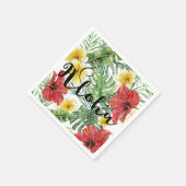 Tropische botanische Blätter und Blume Floral Aloh Serviette (Ecke)