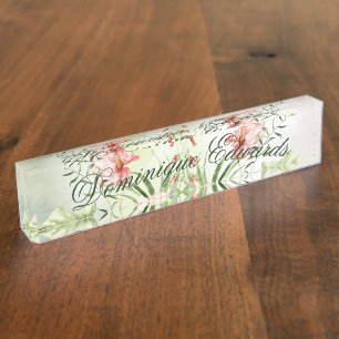 Tropische botanische Blume Elegant Stilvoll Namensplakette