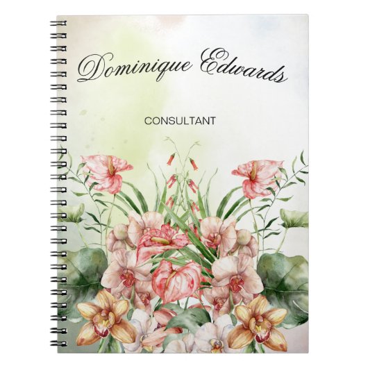 Tropische botanische Blume Elegant Stilvoll Notizblock (Vorderseite)