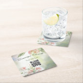 Tropische botanische Blume QR Code Elegant Stilvol Rechteckiger Pappuntersetzer (Vor Ort)