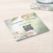 Tropische botanische Blume QR Code Elegant Stilvol Rechteckiger Pappuntersetzer (angewinkelt)