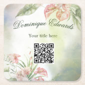 Tropische botanische Blume QR Code Elegant Stilvol Rechteckiger Pappuntersetzer (Vorderseite)