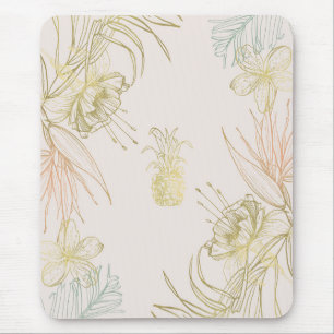 Tropische botanische Blumenblätter Goldananas Mousepad
