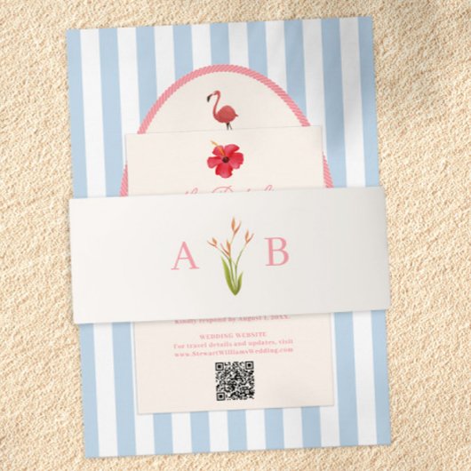 Tropische botanische Blumenhochzeitseinladung Einladungsbanderole