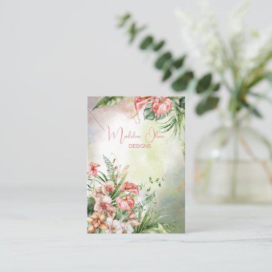 Tropische botanische Blumenverkleidung Visitenkarte (Stehend Vorderseite)