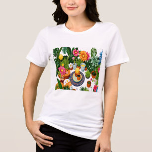 Tropische Botanische Gärten Blumen Collage Tri-Blend Shirt