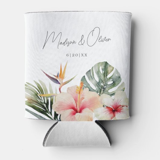 Tropische botanische Gastgeschenk Hochzeit Dosenkühler (Vorderseite)