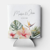 Tropische botanische Gastgeschenk Hochzeit Dosenkühler (Rückseite)