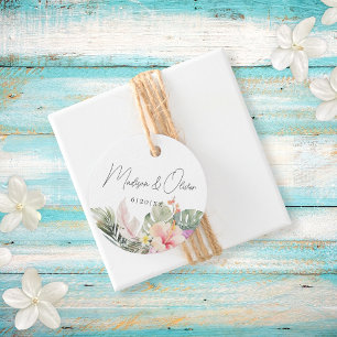 Tropische botanische Gastgeschenk Hochzeit Geschenkanhänger