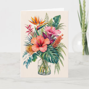 Tropische botanische Grußkarte Hibiskus Floral Bla Karte