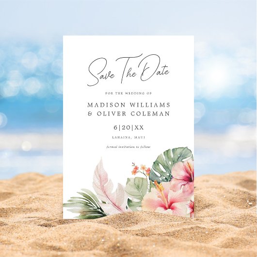 Tropische Botanische Hochzeiten retten das Datum Einladung